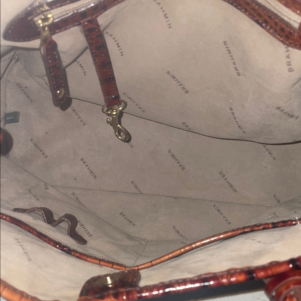 Brahmin Cognac Croc-Embossed Leather Tote - Picture 3 of 15
